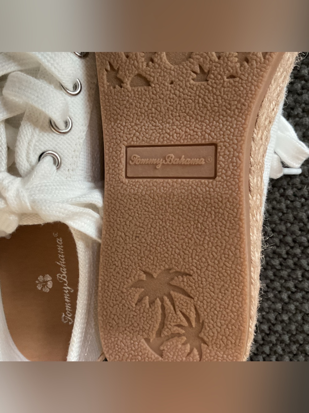 Tommy Bahama White Canvas Espadrille Lace-Up Sneakers with Jute Trim - Picture 7 of 7